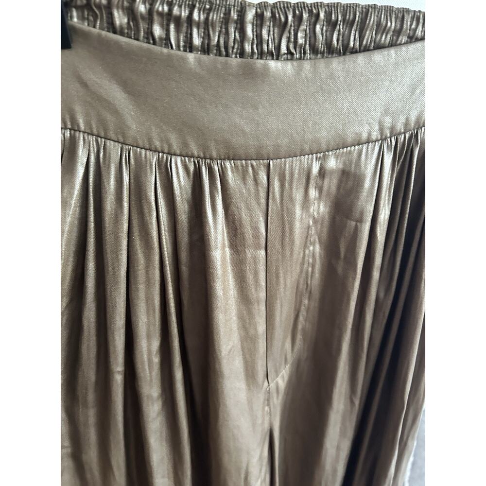 Zara Khaki Olive Liquid Palazzo S Wide Leg Trousers - Picture 3 of 12